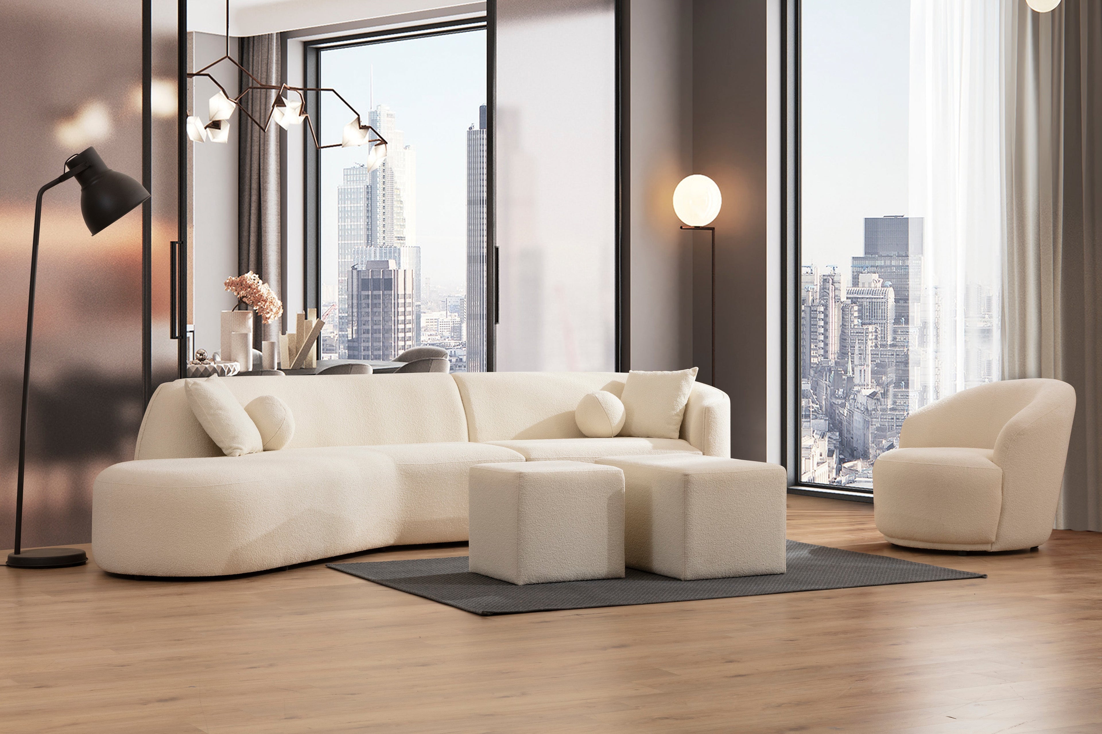 Bonita Ivory Boucle Accent Chair - BONITAIVORY-C - Bien Home Furniture &amp; Electronics
