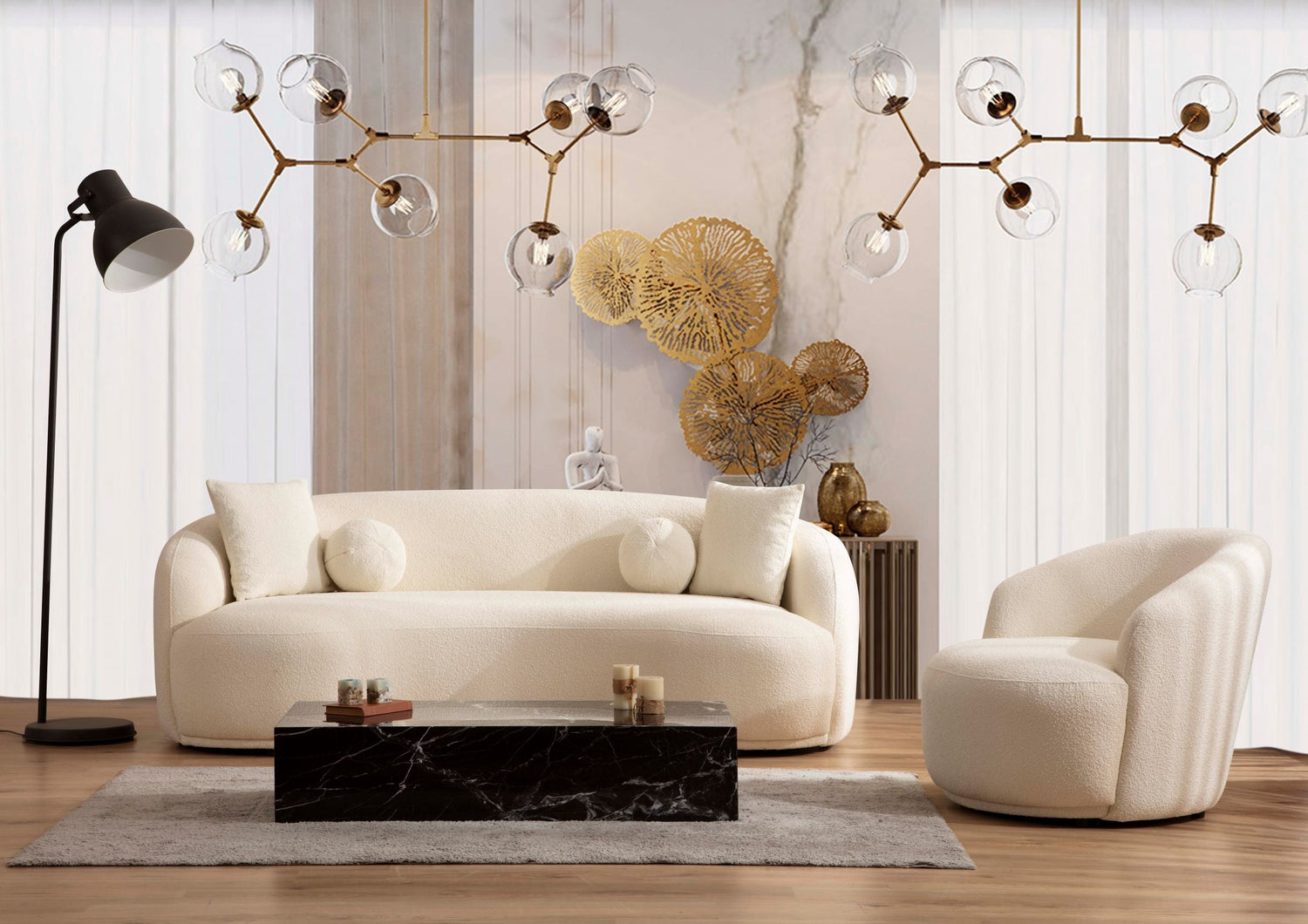 Bonita Ivory Boucle Accent Chair - BONITAIVORY-C - Bien Home Furniture &amp; Electronics
