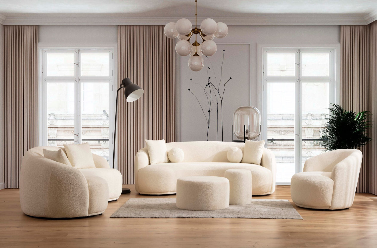 Bonita Ivory Boucle Living Room Set - BONITAIVORY-SL - Bien Home Furniture &amp; Electronics