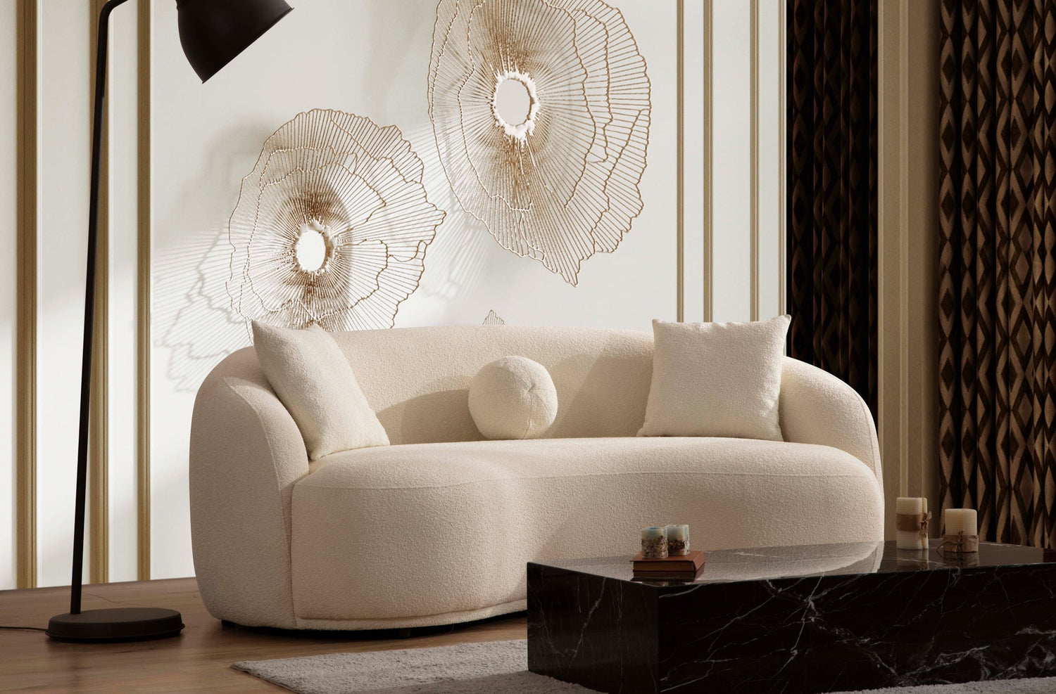 Bonita Ivory Boucle Living Room Set - BONITAIVORY-SL - Bien Home Furniture &amp; Electronics