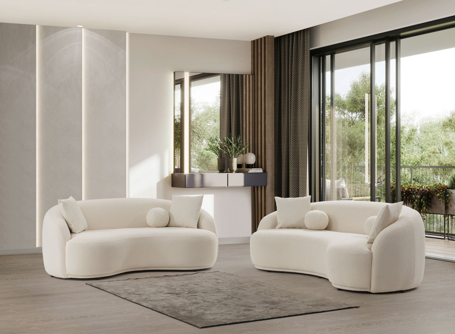 Bonita Ivory Boucle Sofa &amp; Loveseat - BONITAIVORY-SL - Bien Home Furniture &amp; Electronics