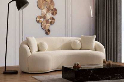 Bonita Ivory Boucle Sofa &amp; Loveseat - BONITAIVORY-SL - Bien Home Furniture &amp; Electronics