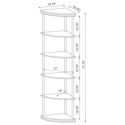 Bonwick Cappuccino 5-Shelf Corner Bookshelf - 800279 - Bien Home Furniture &amp; Electronics