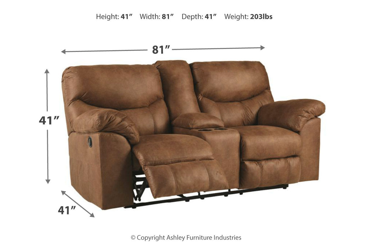 Boxberg Bark Reclining Loveseat with Console - 3380294 - Bien Home Furniture &amp; Electronics
