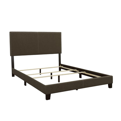 Boyd California King Upholstered Bed with Nailhead Trim Charcoal - 350061KW - Bien Home Furniture &amp; Electronics