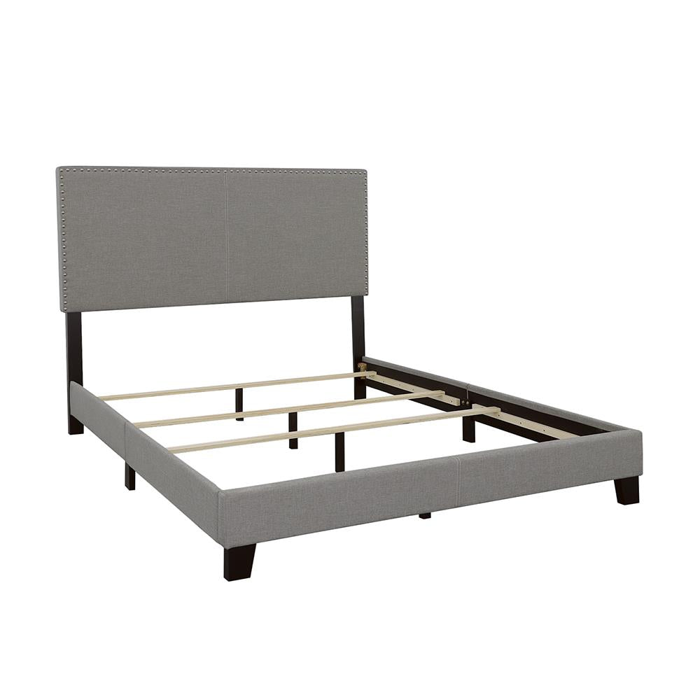 Boyd California King Upholstered Bed with Nailhead Trim Gray - 350071KW - Bien Home Furniture &amp; Electronics