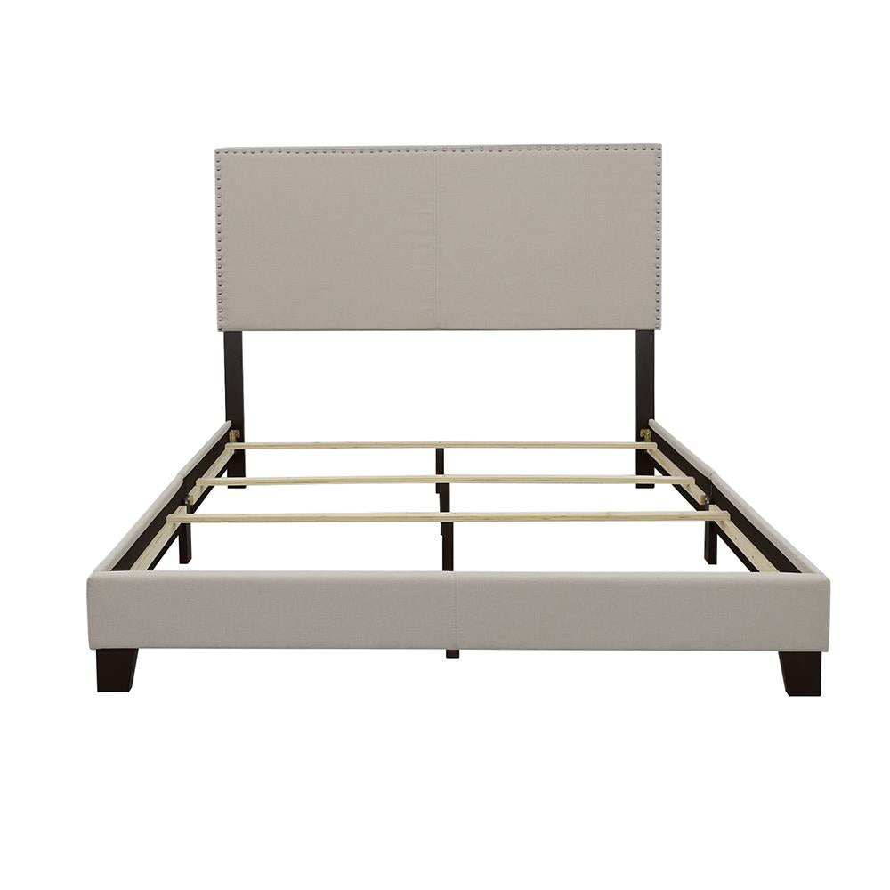 Boyd Queen Upholstered Bed with Nailhead Trim Ivory - 350051Q - Bien Home Furniture &amp; Electronics