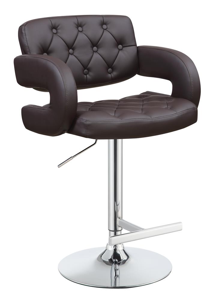 Brandi Chrome/Brown 29&quot; Adjustable Height Bar Stool - 102556 - Bien Home Furniture &amp; Electronics