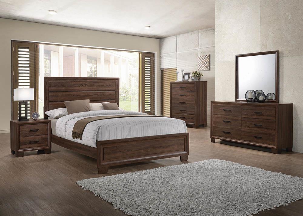 Brandon Eastern King Panel Bed Medium Warm Brown - 205321KE - Bien Home Furniture &amp; Electronics