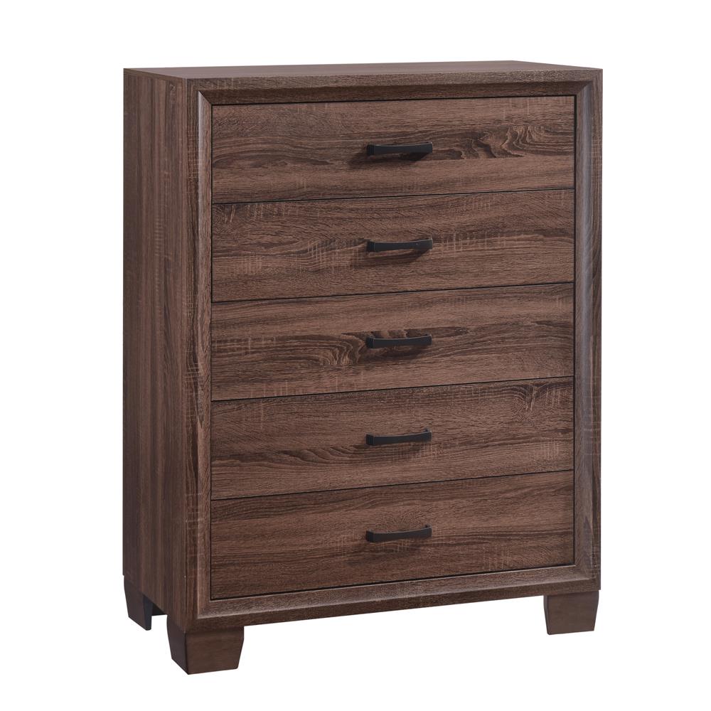 Brandon Medium Warm Brown 5-Drawer Chest - 205325 - Bien Home Furniture &amp; Electronics