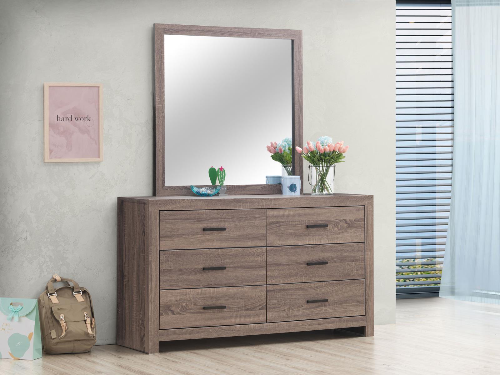Brantford 6-drawer Dresser with Mirror Barrel Oak - 207043M - Bien Home Furniture &amp; Electronics