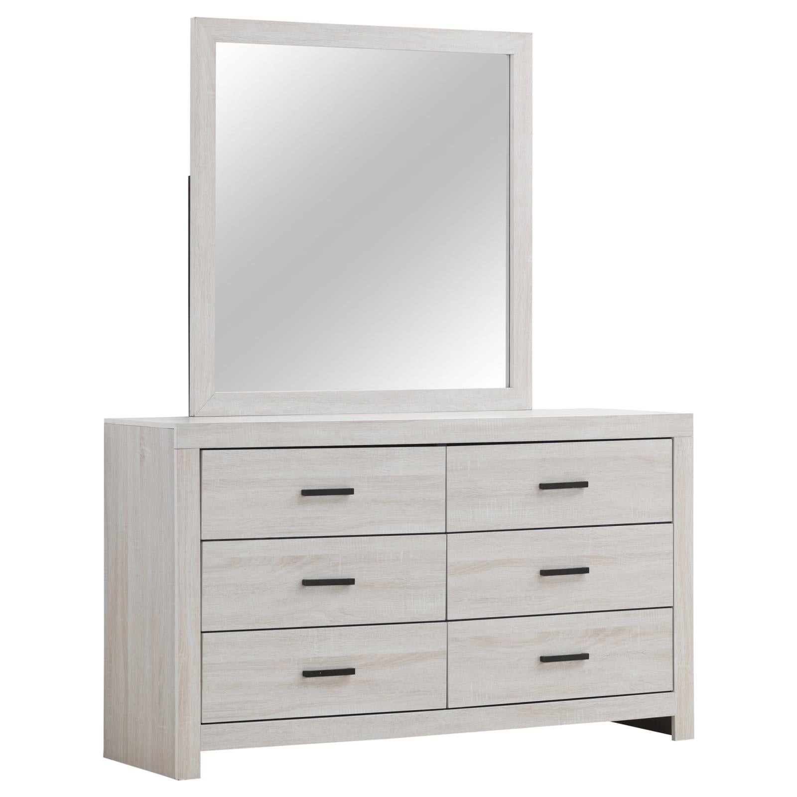 Brantford 6-drawer Dresser with Mirror Coastal White - 207053M - Bien Home Furniture &amp; Electronics