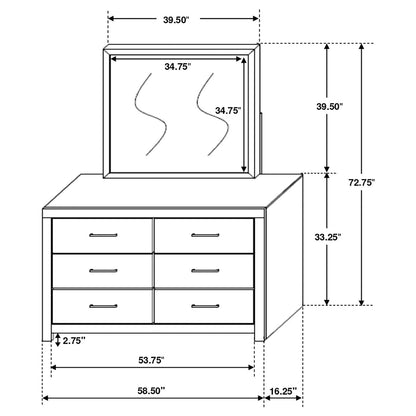 Brantford 6-drawer Dresser with Mirror Coastal White - 207053M - Bien Home Furniture &amp; Electronics