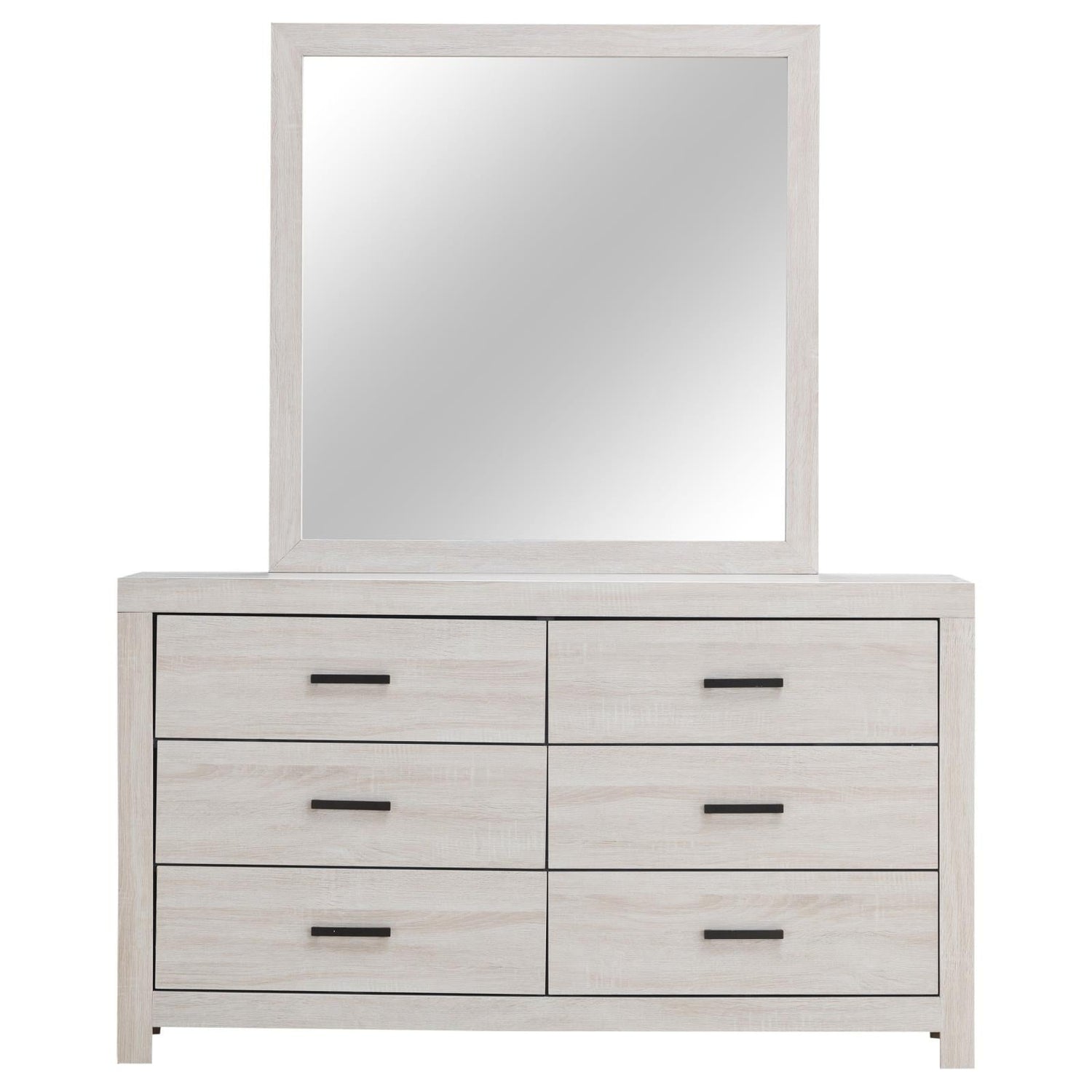 Brantford 6-drawer Dresser with Mirror Coastal White - 207053M - Bien Home Furniture &amp; Electronics