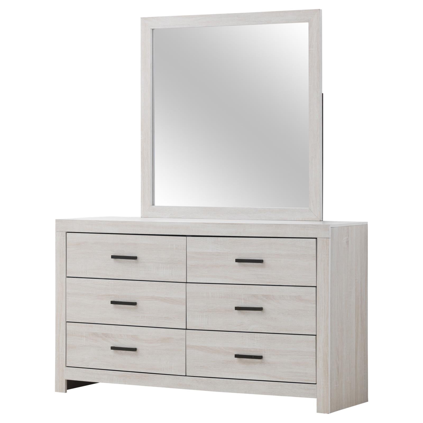 Brantford 6-drawer Dresser with Mirror Coastal White - 207053M - Bien Home Furniture &amp; Electronics