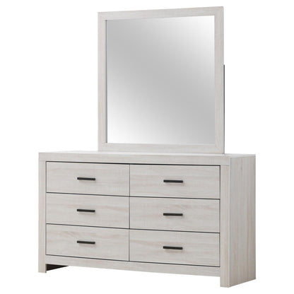Brantford 6-drawer Dresser with Mirror Coastal White - 207053M - Bien Home Furniture &amp; Electronics