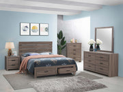 Brantford Barrel Oak Storage Platform Bedroom Set - SET | 207040Q | 207042 | 207045 - Bien Home Furniture & Electronics