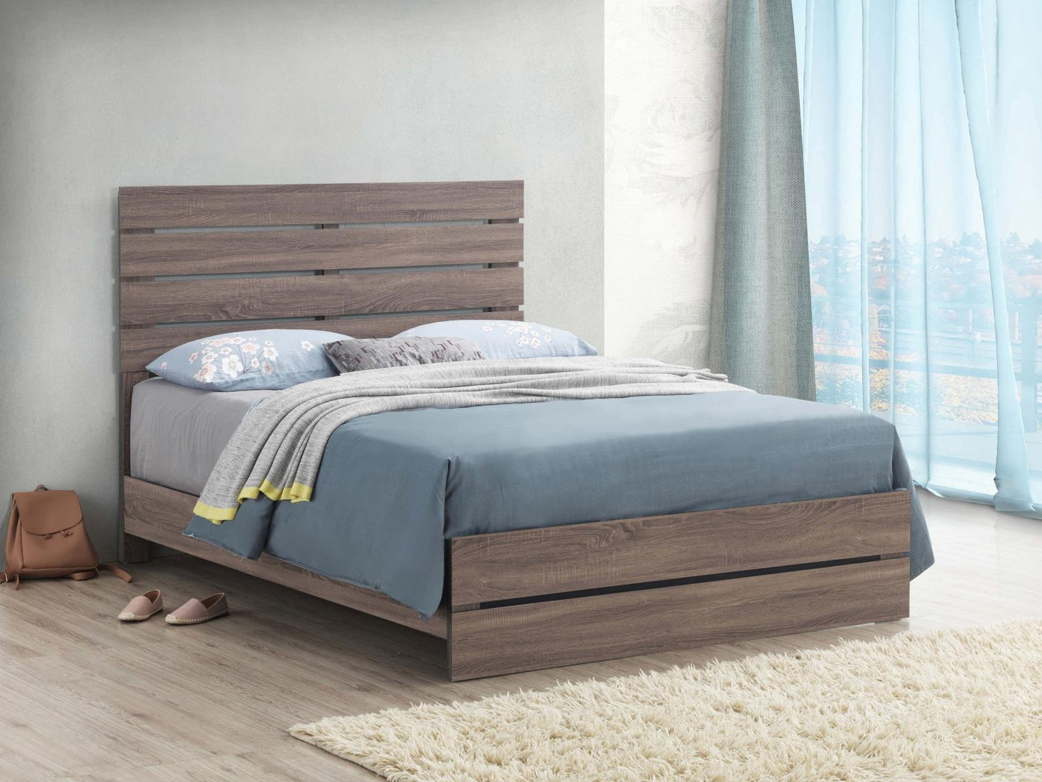 Brantford Eastern King Panel Bed Barrel Oak - 207041KE - Bien Home Furniture &amp; Electronics