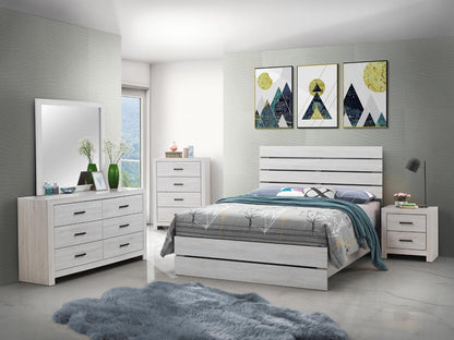 Brantford Eastern King Panel Bed Coastal White - 207051KE - Bien Home Furniture &amp; Electronics