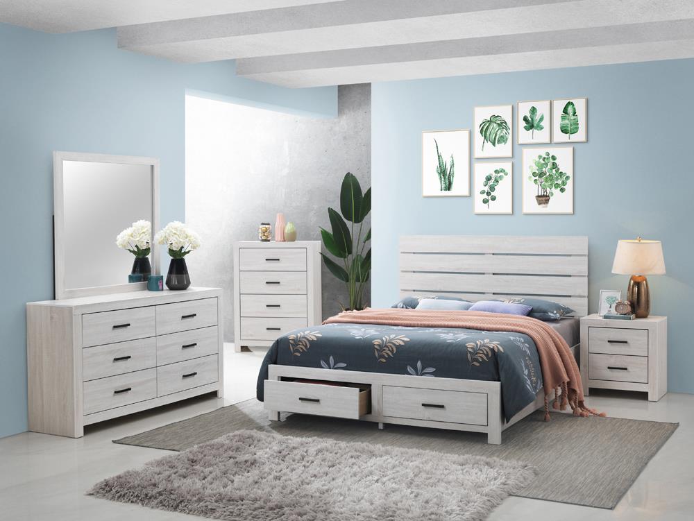 Brantford Eastern King Storage Bed Coastal White - 207050KE - Bien Home Furniture &amp; Electronics