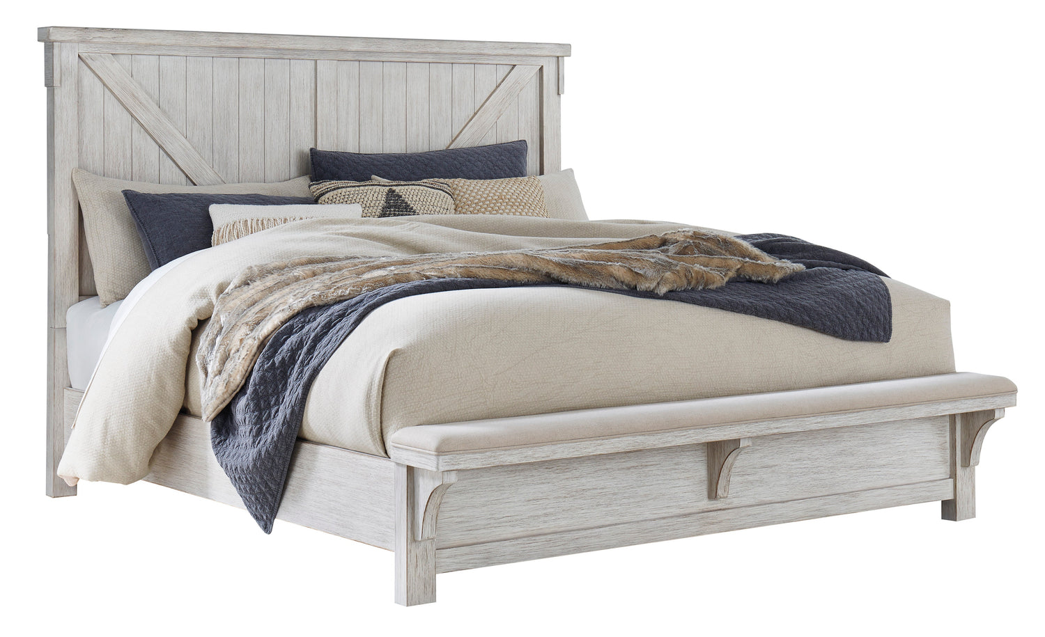 Brashland Linen Footboard Bench Panel Bedroom Set - SET | B740-156 | B740-158 | B740-97 | B740-31 | B740-93 - Bien Home Furniture &amp; Electronics
