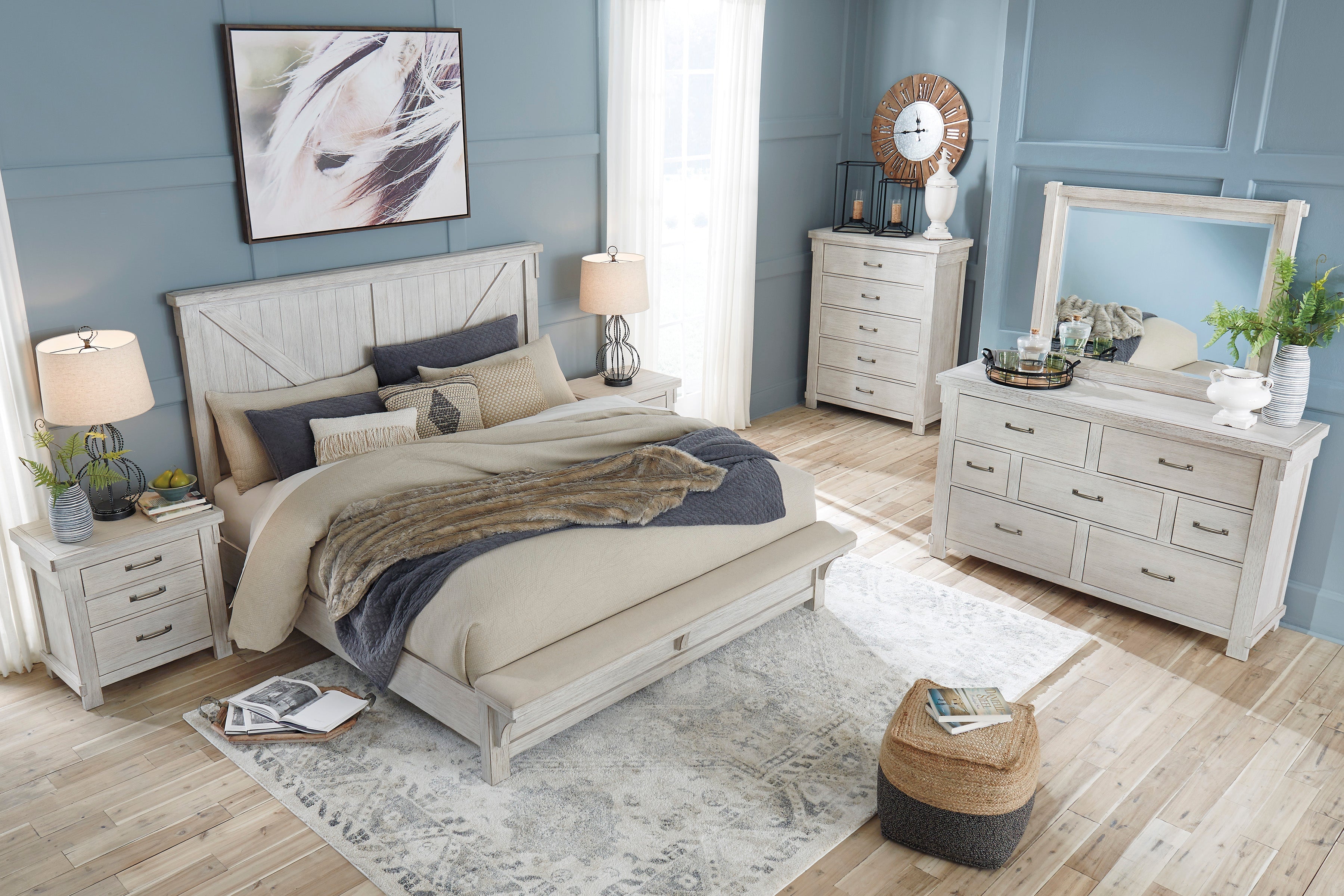 Brashland Linen Footboard Bench Panel Bedroom Set - SET | B740-156 | B740-158 | B740-97 | B740-31 | B740-93 - Bien Home Furniture &amp; Electronics