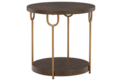 Brazburn Dark Brown/Gold Finish End Table - T185-6 - Bien Home Furniture &amp; Electronics