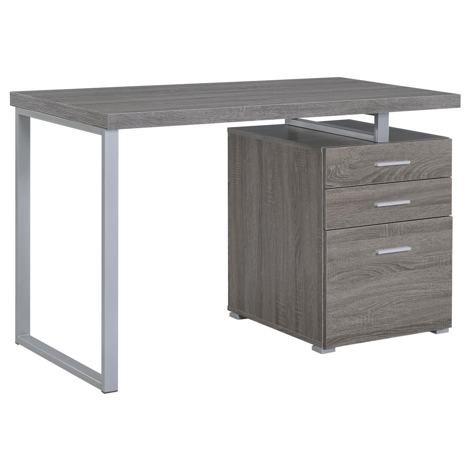 Brennan Weathered Gray 3-Drawer Office Desk - 800520 - Bien Home Furniture &amp; Electronics