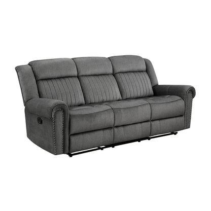 Brennen Charcoal Double Reclining Sofa - 9204CC-3 - Bien Home Furniture &amp; Electronics