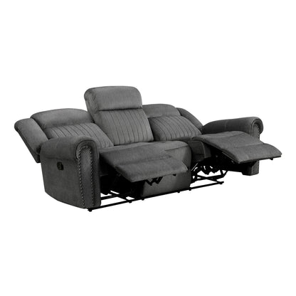 Brennen Charcoal Double Reclining Sofa - 9204CC-3 - Bien Home Furniture &amp; Electronics