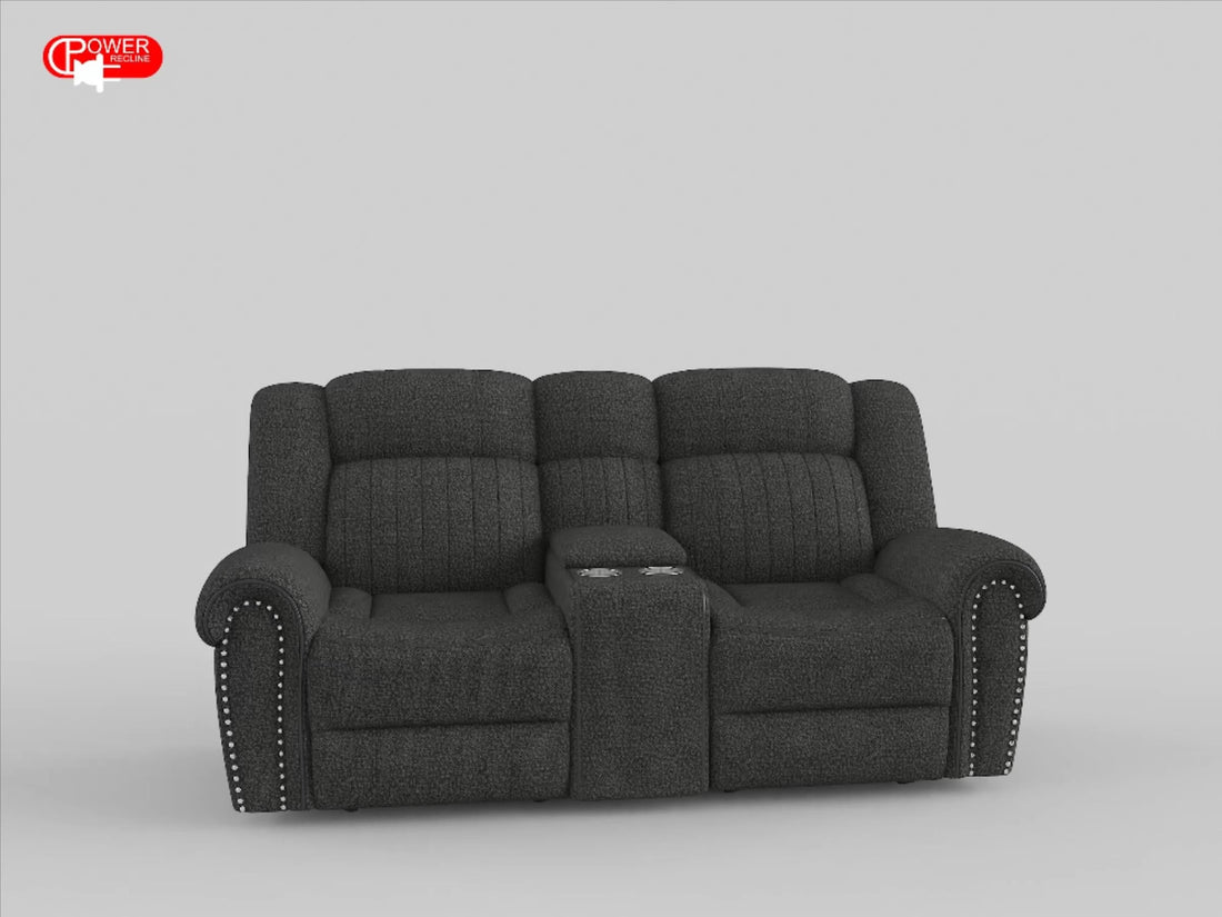 Brennen Charcoal Power Double Reclining Loveseat - 9204CC-2PW - Bien Home Furniture &amp; Electronics