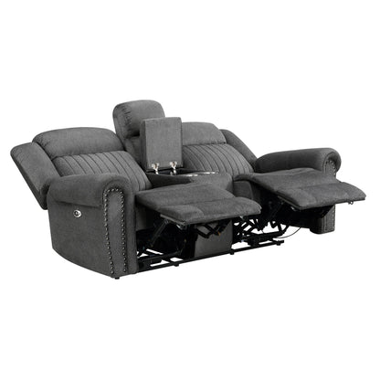 Brennen Charcoal Power Double Reclining Loveseat - 9204CC-2PW - Bien Home Furniture &amp; Electronics