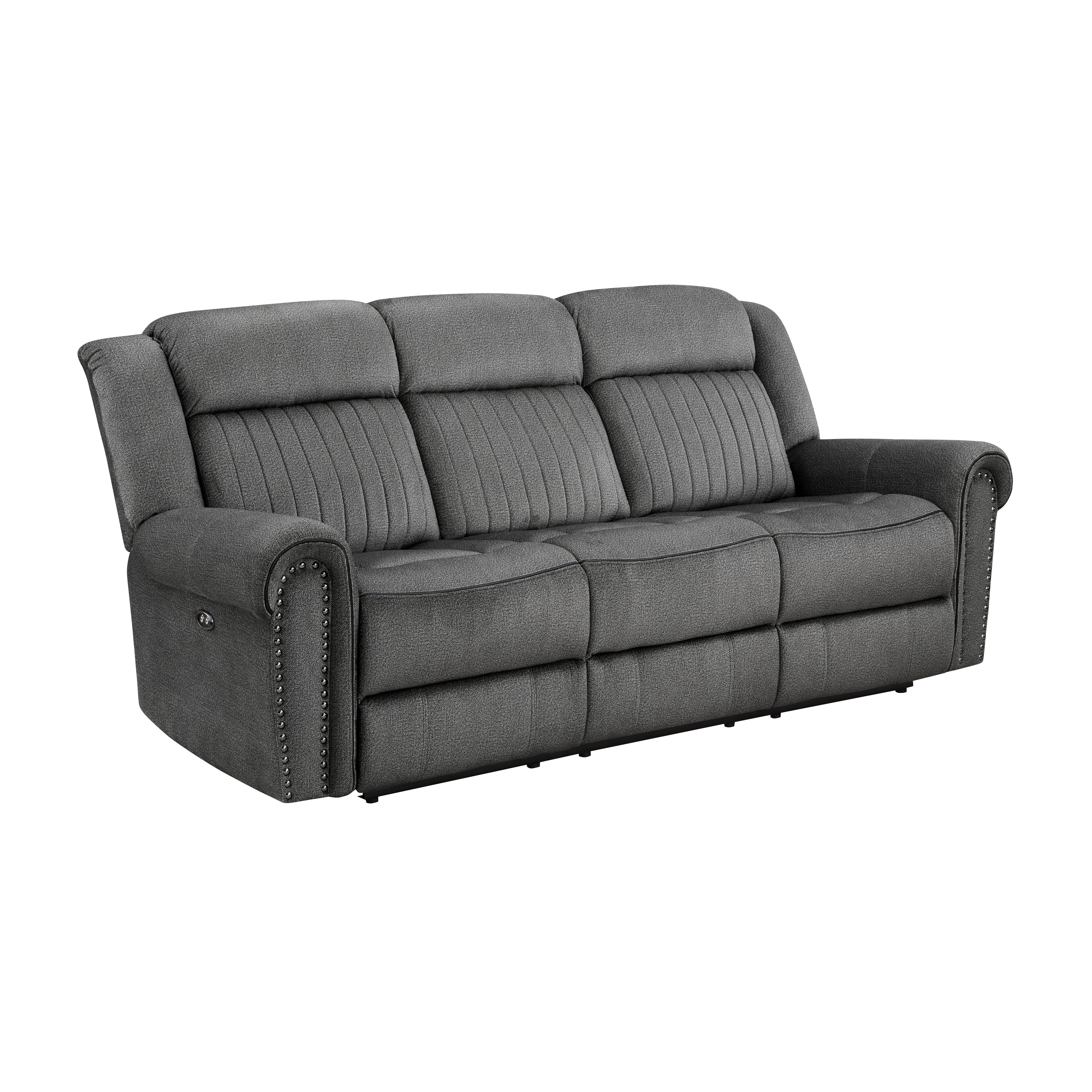 Brennen Charcoal Power Double Reclining Sofa - 9204CC-3PW - Bien Home Furniture &amp; Electronics