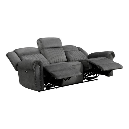 Brennen Charcoal Power Double Reclining Sofa - 9204CC-3PW - Bien Home Furniture &amp; Electronics