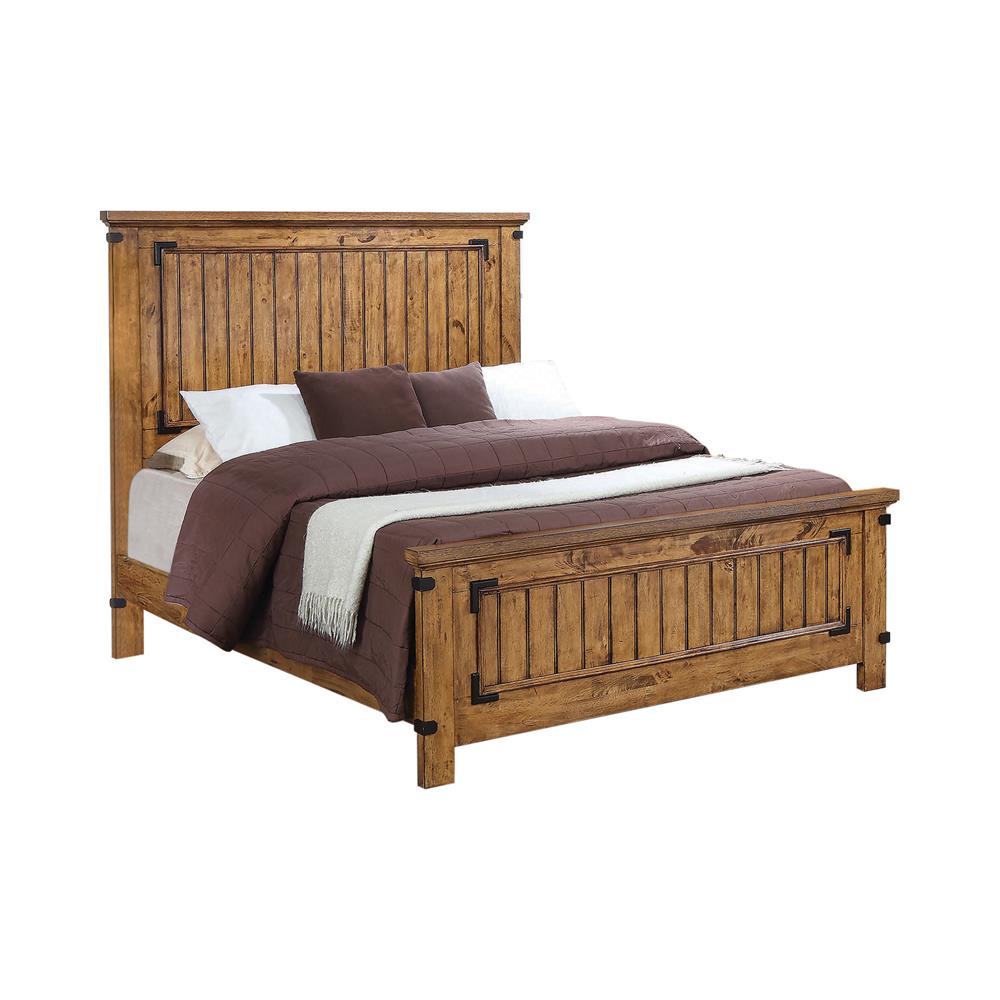 Brenner Eastern King Panel Bed Rustic Honey - 205261KE - Bien Home Furniture &amp; Electronics