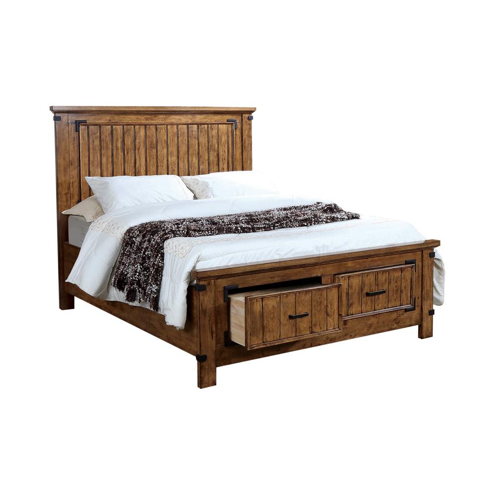 Brenner Eastern King Storage Bed Rustic Honey - 205260KE - Bien Home Furniture &amp; Electronics