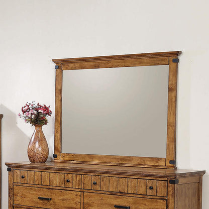 Brenner Rustic Honey Rectangular Mirror - 205264 - Bien Home Furniture &amp; Electronics