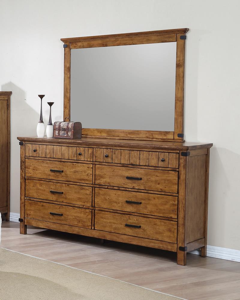 Brenner Rustic Honey Rectangular Mirror - 205264 - Bien Home Furniture &amp; Electronics