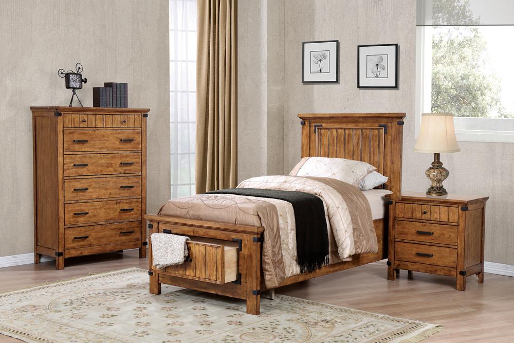 Brenner Twin Storage Bed Rustic Honey - 205260T - Bien Home Furniture &amp; Electronics