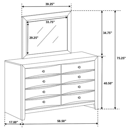 Briana Rectangular 8-drawer Dresser with Mirror Black - 200703M - Bien Home Furniture &amp; Electronics