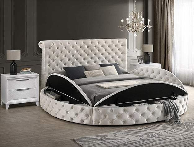 Brigitte K/Q Storage Rl-Right Ivory - 5202IV-KQ-RL-R - Bien Home Furniture &amp; Electronics