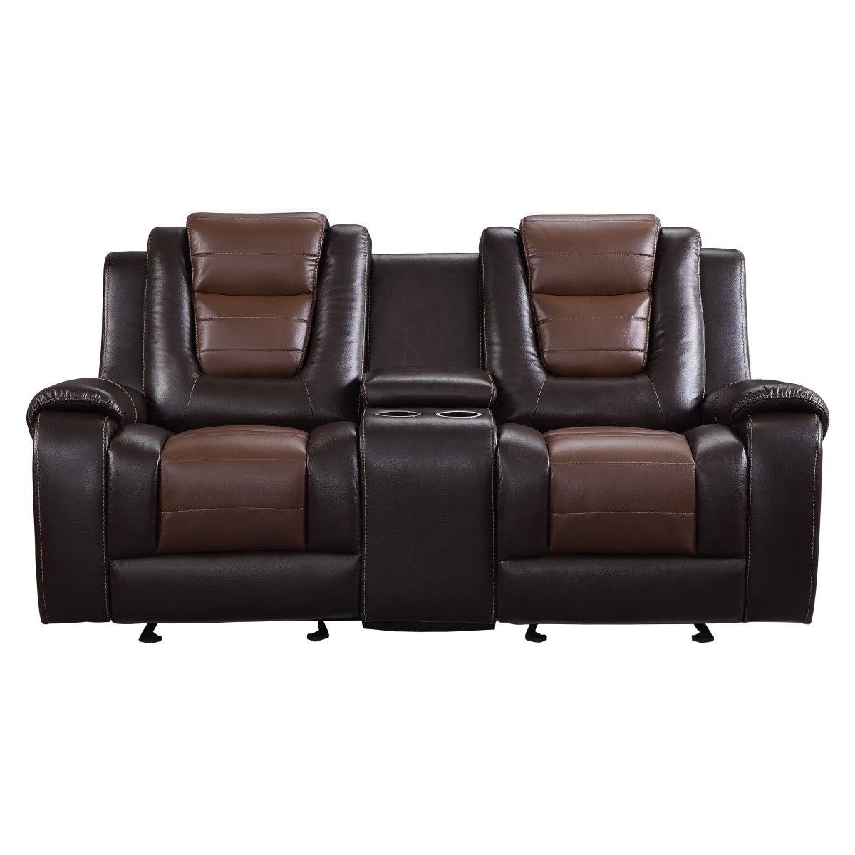 Briscoe Brown Double Glider Reclining Loveseat with Center Console - 9470BR-2 - Bien Home Furniture &amp; Electronics