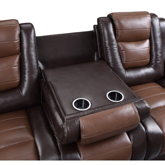 Briscoe Brown Double Glider Reclining Loveseat with Center Console - 9470BR-2 - Bien Home Furniture &amp; Electronics