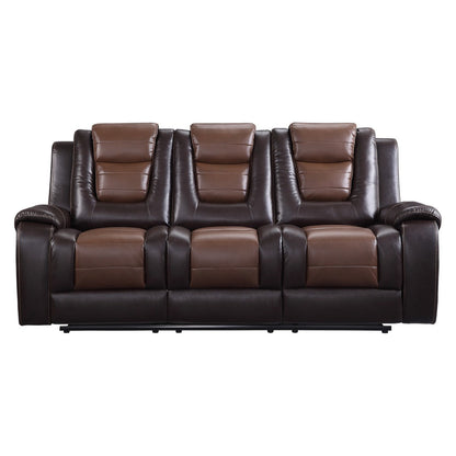 Briscoe Brown Double Reclining Sofa with Drop-Down Cup Holders - 9470BR-3 - Bien Home Furniture &amp; Electronics