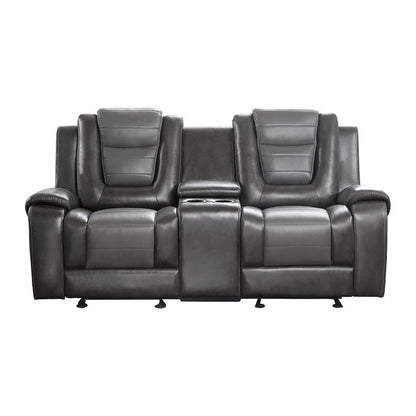 Briscoe Gray Reclining Loveseat With Console - 9470GY-2 - Bien Home Furniture &amp; Electronics