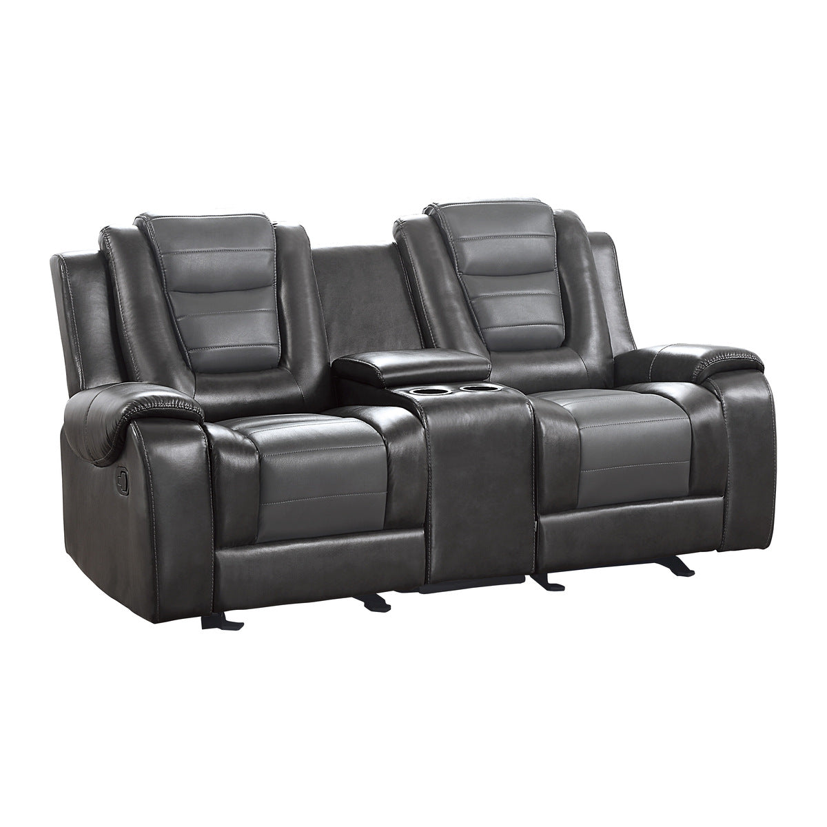 Briscoe Gray Reclining Loveseat With Console - 9470GY-2 - Bien Home Furniture &amp; Electronics