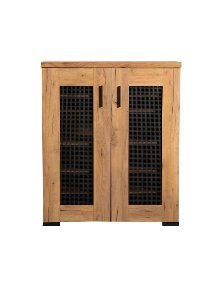 Bristol Golden Oak Metal Mesh Door Accent Cabinet - 951107 - Bien Home Furniture &amp; Electronics