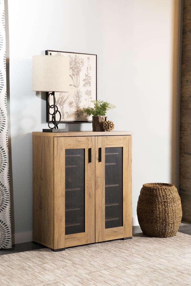 Bristol Golden Oak Metal Mesh Door Accent Cabinet - 951107 - Bien Home Furniture &amp; Electronics