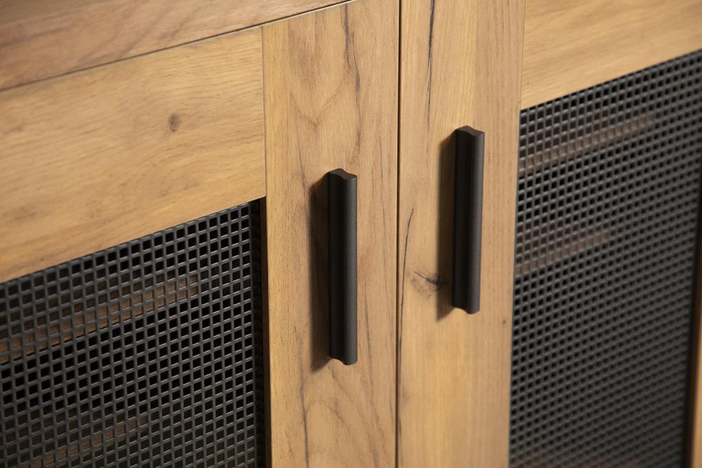Bristol Golden Oak Metal Mesh Door Accent Cabinet - 951107 - Bien Home Furniture &amp; Electronics