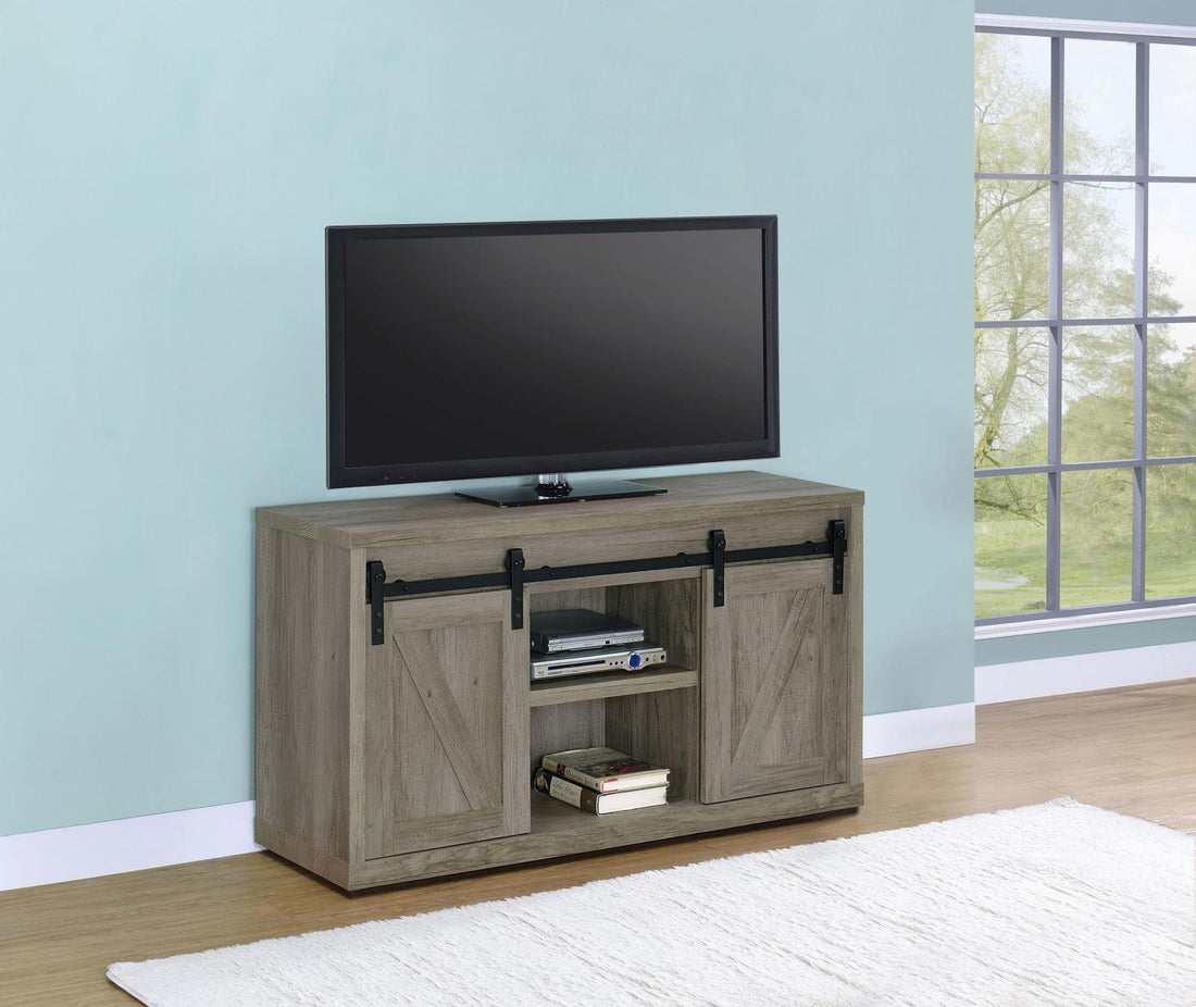 Brockton 48-inch 3-Shelf Sliding Doors TV Console Gray Driftwood - 723261 - Bien Home Furniture &amp; Electronics